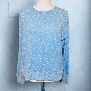 NWT PJ Salvage Light Blue White Polka Dot Pajama Lounge Top Women Medium